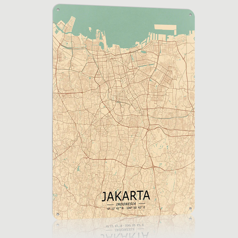 Home Decor Jakarta - Affiche imprimée de carte Vintage de