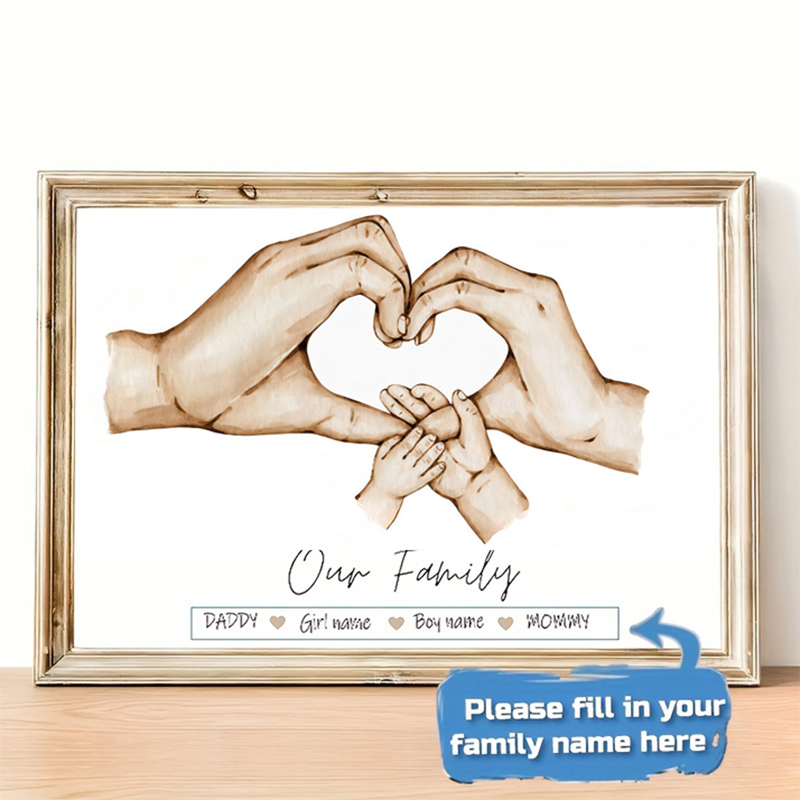 Home Decor Foto - Affiche personnalisée à main de famille,