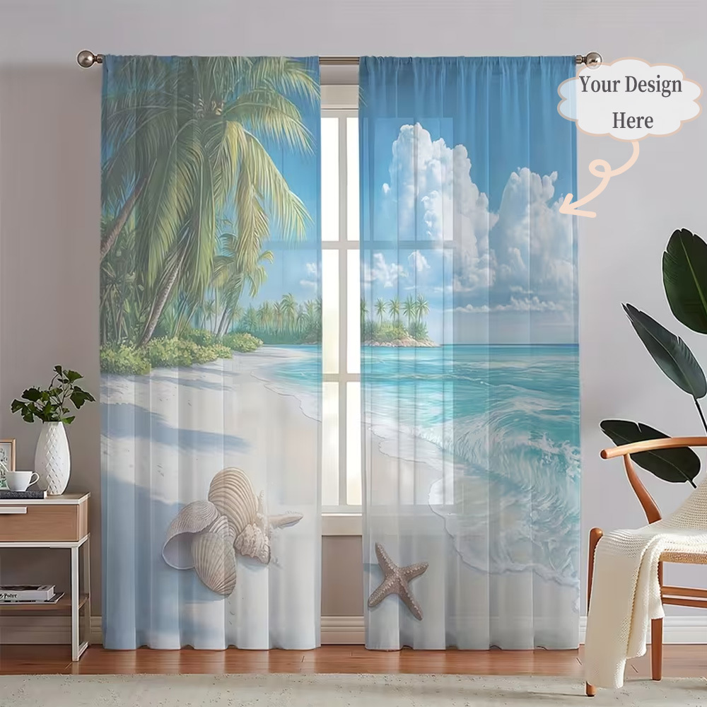 Home Decor Fabric - Rideaux transparents plats 2D personnalisés en
