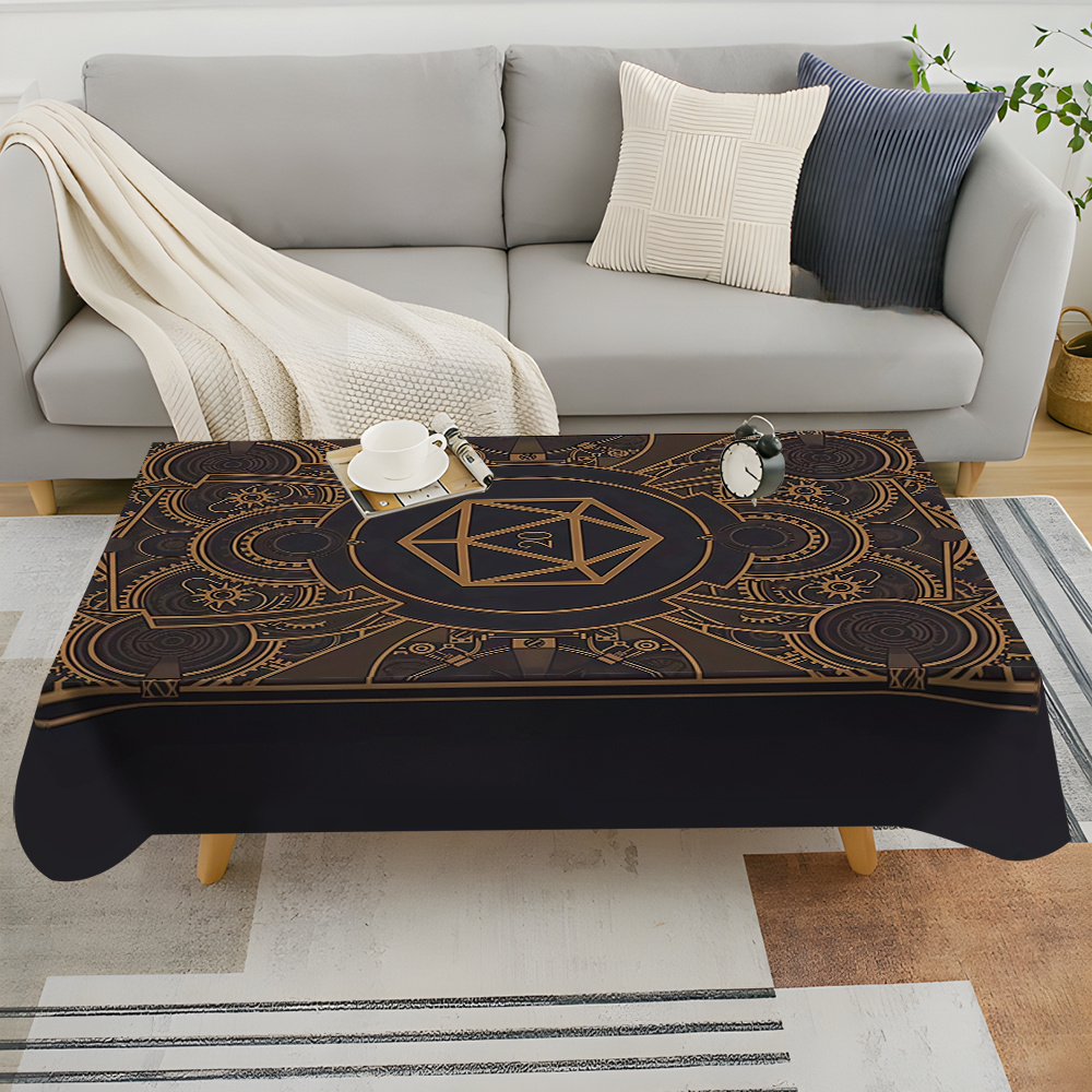 Home Decor Fabric - Nappe à motif d'engrenages dorés noirs
