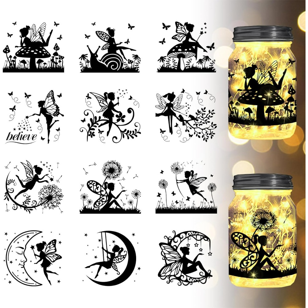 Home Decor Kit - Silhouette d'elfe découpes de pots, papier,