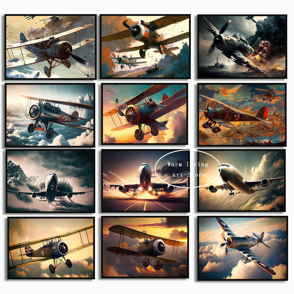 Home Decor Ikea - Peinture sur toile d'avion de chasse,