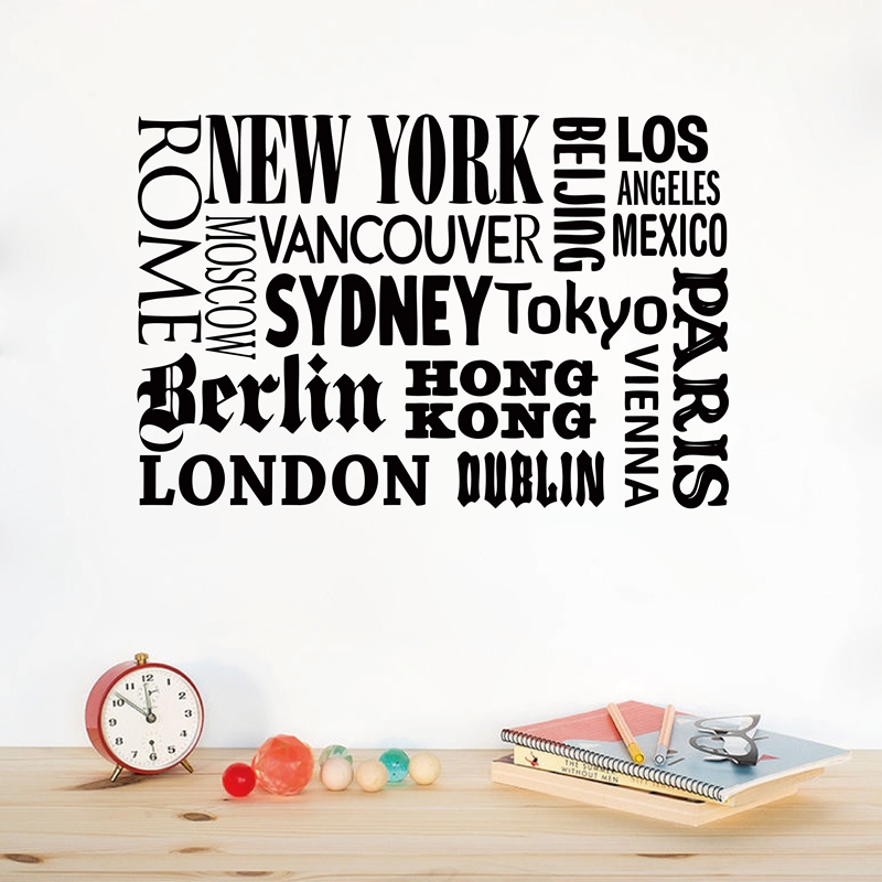 Home Decor New York - Autocollant Mural en Vinyle avec Noms