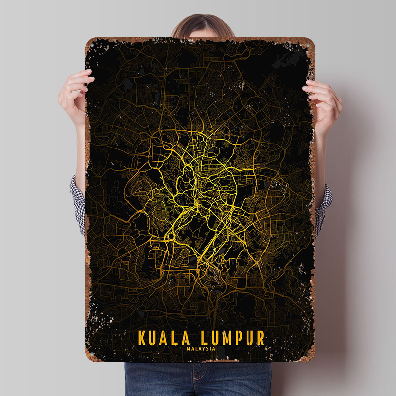 Home Decor Kuala Lumpur - Affiche imprimée Carte de la ville